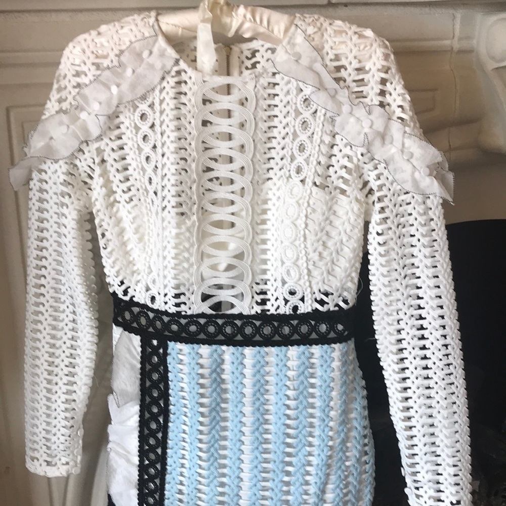 Self-Portrait Ruffle Shoulder Dress - Picture 2 of 5